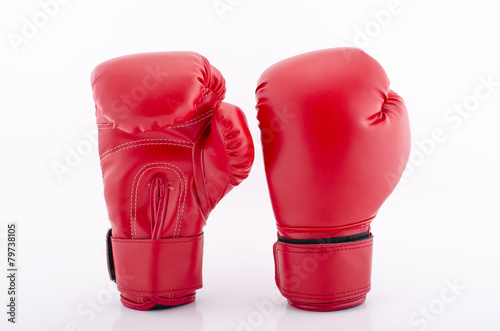 Red Boxing gloves isolated with white blackground © piyathep