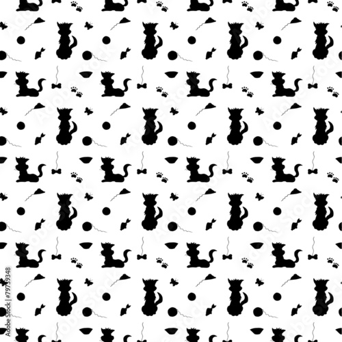 silhouettes of cats seamless pattern