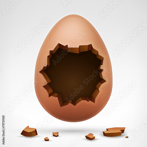 egg with cracked shell and hollow in middle
