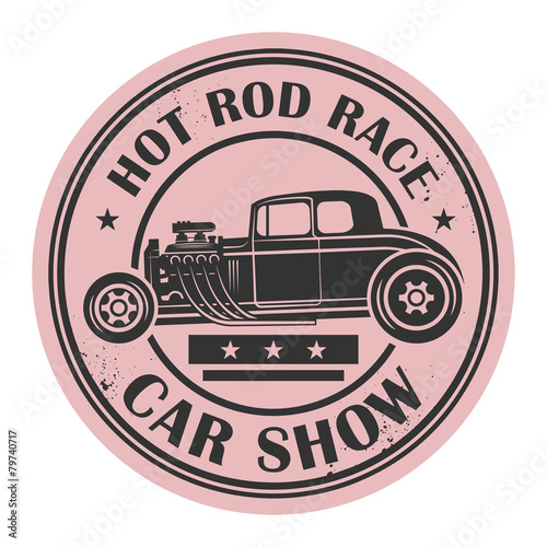 Retro Hot Rod stamp or label, vector