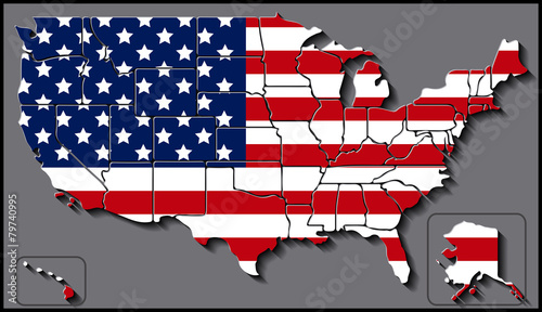 USA Map with Flag Background
