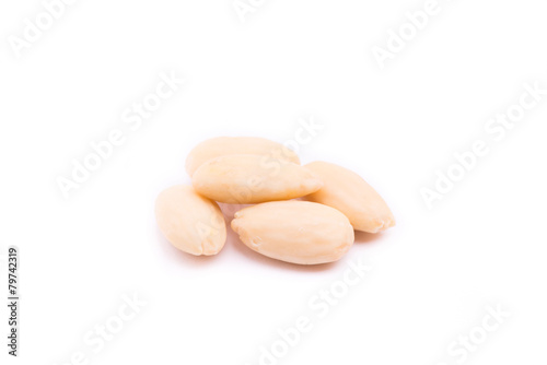 dried almonds apricot kernel fruit isolated on white background