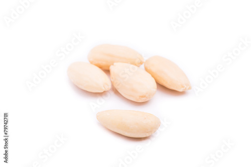dried almonds apricot kernel fruit isolated on white background