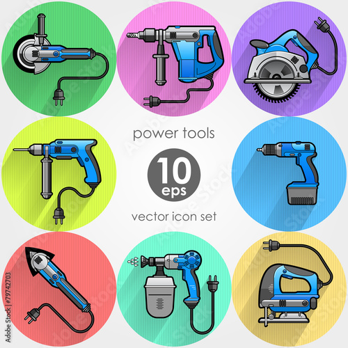 Power tool set. Vector illustration