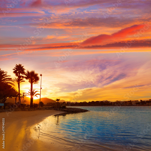 Fototapeta Naklejka Na Ścianę i Meble -  Alcudia Majorca at sunset on the beach Mallorca