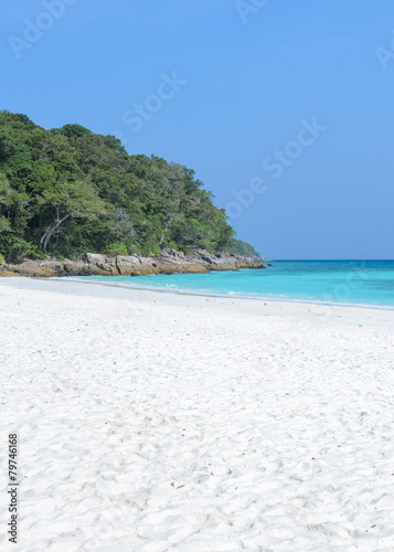 Idyllic white sand beach of Andaman Sea in Thailand