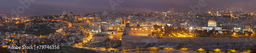 Jerusalem - The Panorama from Mount of Olives at dusk © Renáta Sedmáková