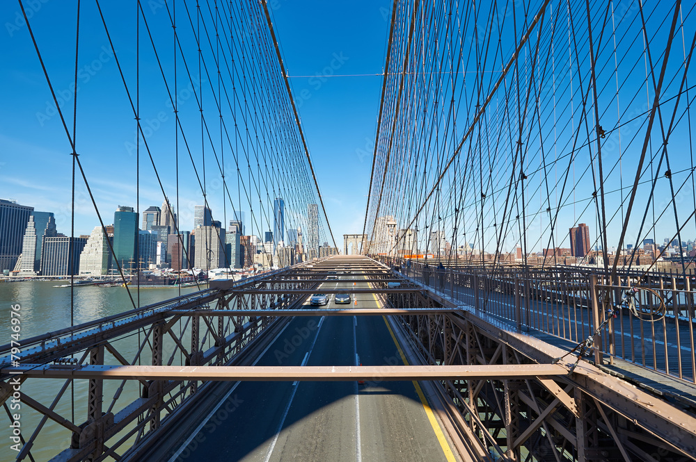 Fototapeta premium Manhattan skyline view from Brooklyn Bridge