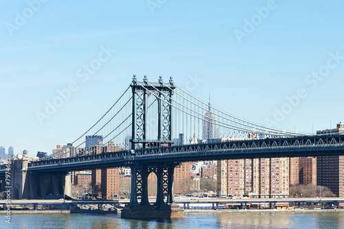 Manhattan Bridge and skyline view from Brooklyn Bridge
