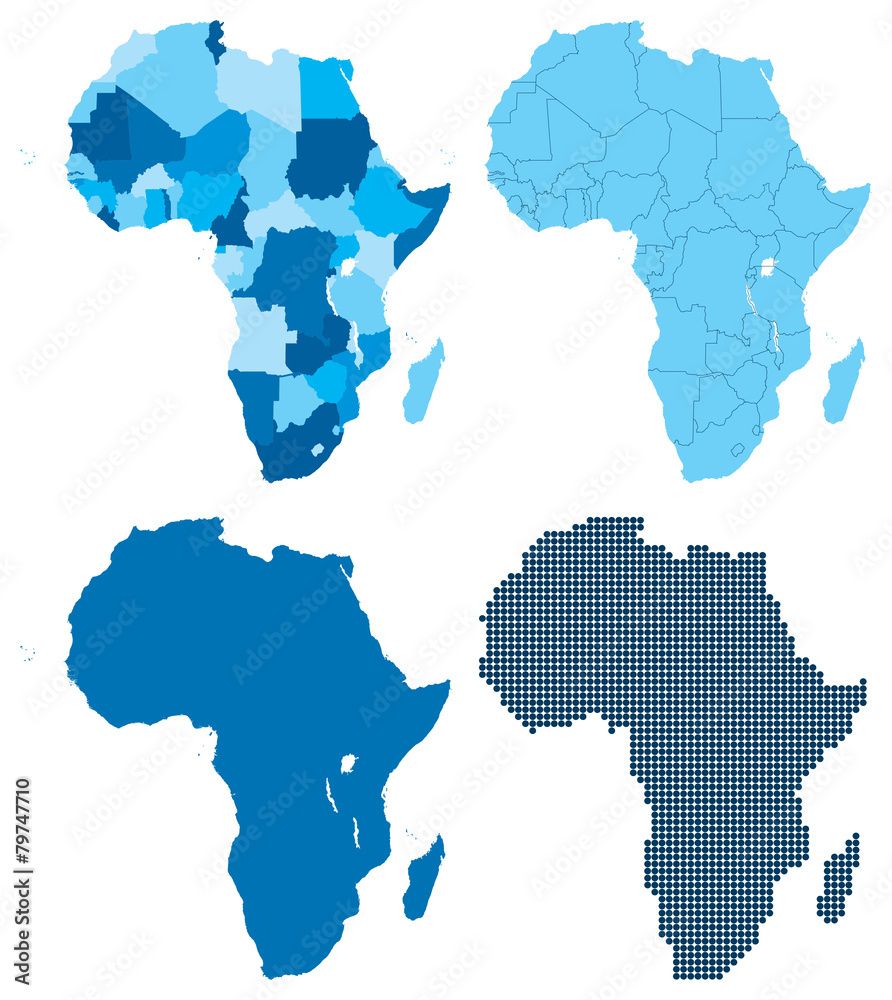 Fototapeta premium Africa map with blue countries