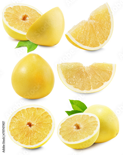 set of Pomelo or Chinese grapefruit isolated on the white backgr