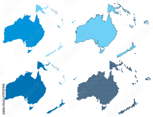 Oceania four different blue maps