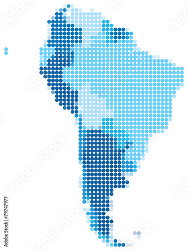 South America dotted blue