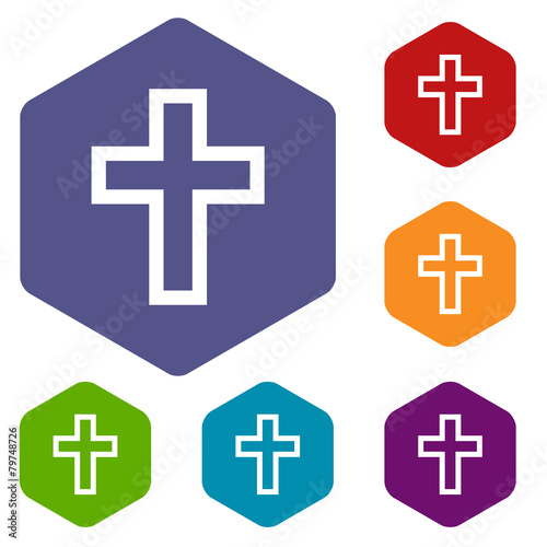 Protestant Cross rhombus icons