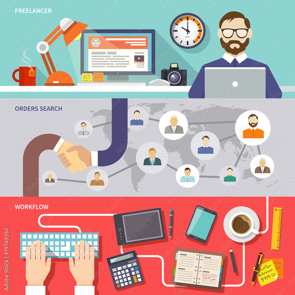 Fototapeta premium Freelance Banner Set