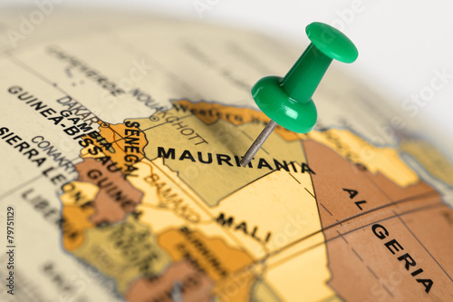 Location Mauritania. Green pin on the map.