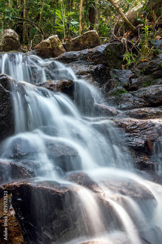 Cascading waterfall in the jungle