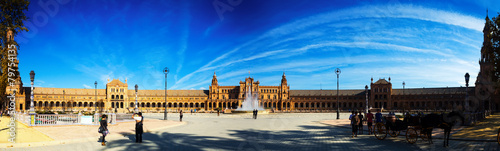 Panorama of Plaza de Espana at Seville