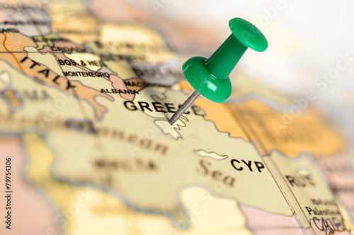 Location Greece. Green pin on the map.