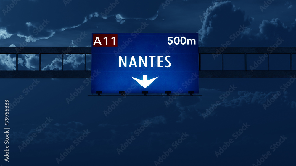 Nantes France Highway Road Sign