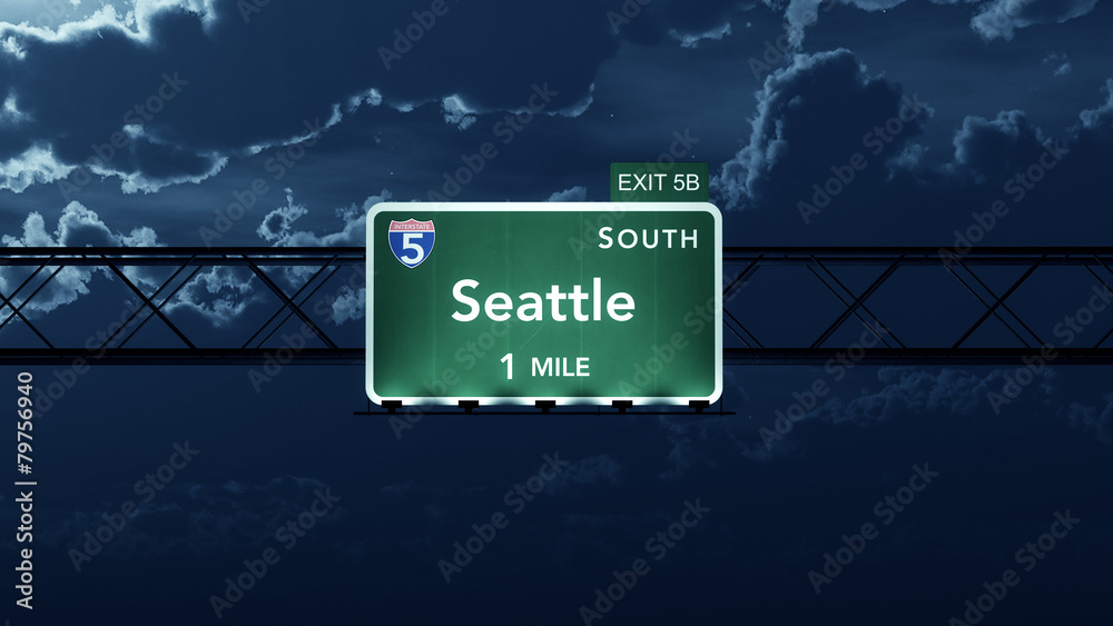 Seattle USA Interstate Highway Road Sign