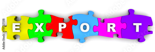 Экспорт (export). Надпись на разноцветных пазлах