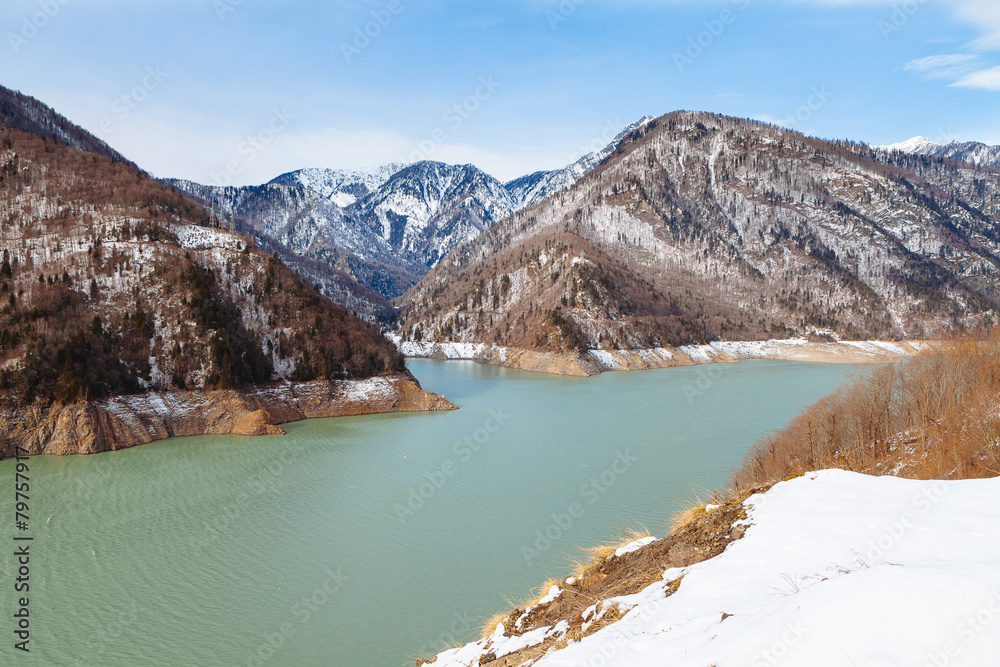 Mountain Lake in the Caucasus, Inguri reservoir