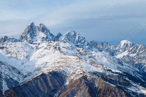 Panorama mountain range in the Caucasus, Ushba