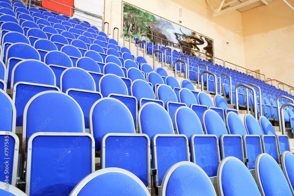 Fototapeta premium Blue stadium seats hall handball