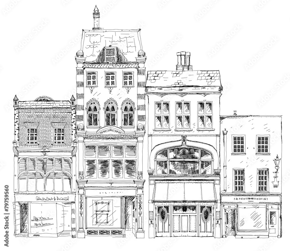 Bond street old houses with small shops. London
