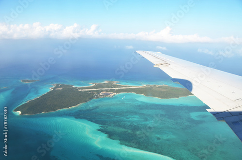 Aerial view of Exuma Cays. Bahamas