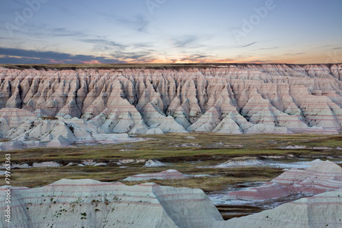Scenic sunset view of the South Dakota badlands