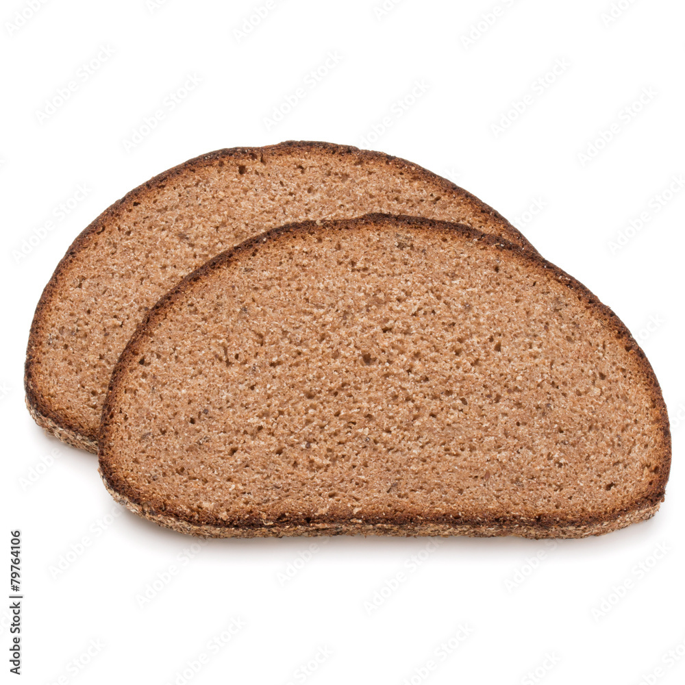 Slice of fresh rye bread isolated on white background cutout Slice of fresh rye bread isolated on white background cutout
