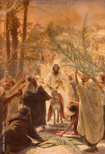 Paint of entry of Jesus in Jerusalem (Palm Sanday).