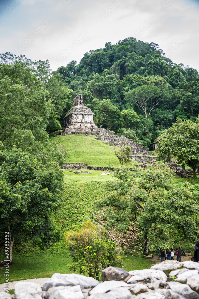 Palenque Mayan City. Ruins in the Jungle, Chiapas, traveling thr