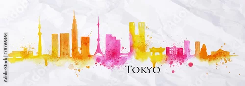 Obraz Sylwetka akwarela Tokio