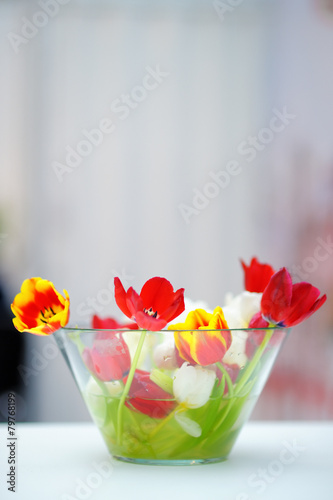 Bright red and orange tulip bouquet
