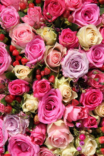 Wedding flowers in various shades of pink