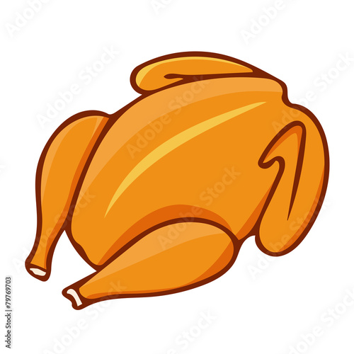 Whole roast chicken isolated illustration