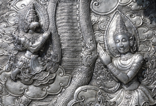 Ancient Thai Metal Temple Wall Sculpture