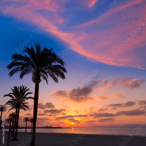 Majorca El Arenal sArenal beach sunset near Palma © lunamarina