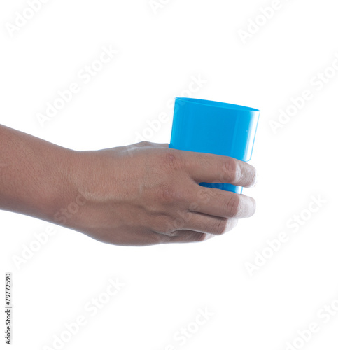 hand holding plastic cup