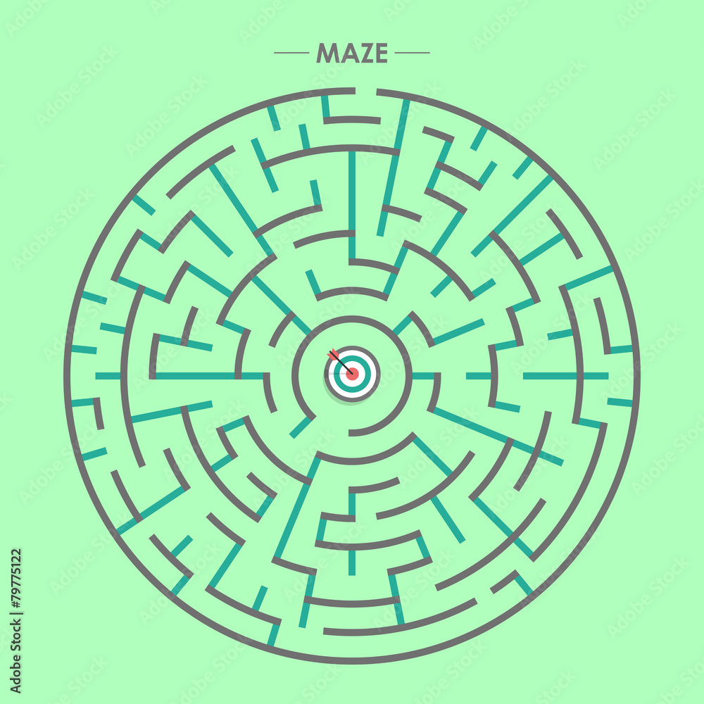 modern circular maze with dartboard