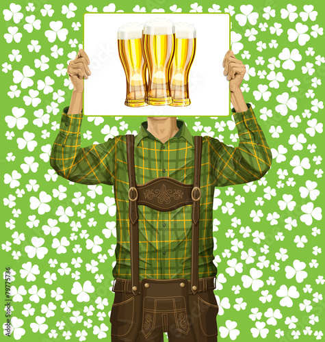Man With Write Board On St Patricks Day