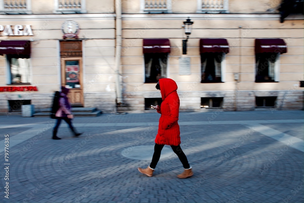 walking girl on the street