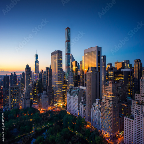 Photography New York city, amazing sunrise over central park and upper east