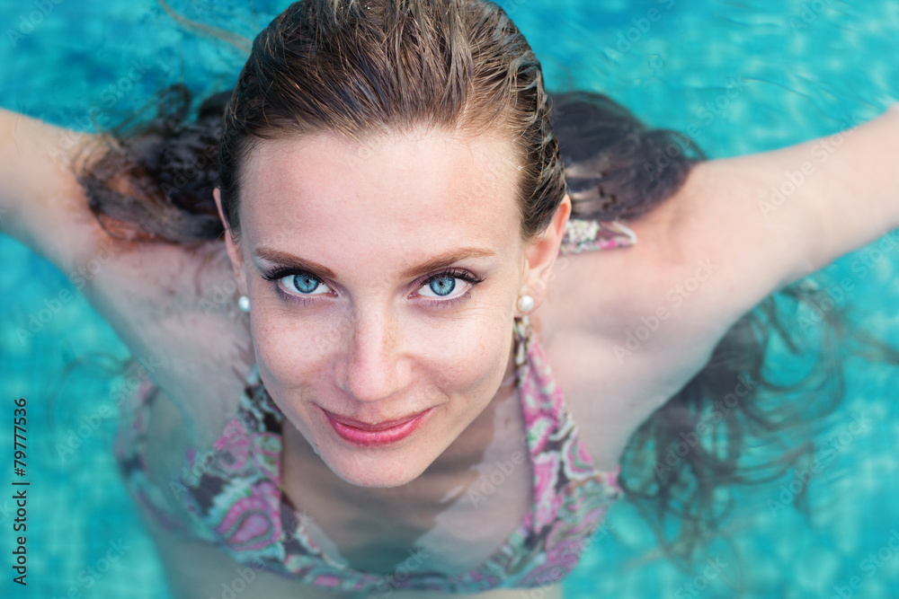 Sexy Woman Swimming In Pool Stock Photo Adobe Stock