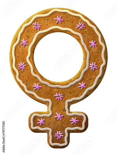 Gingerbread female symbol decorated colored icing