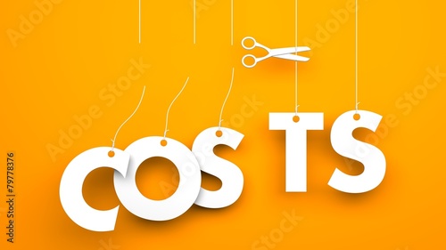 Foto Scissors cuts word COSTS