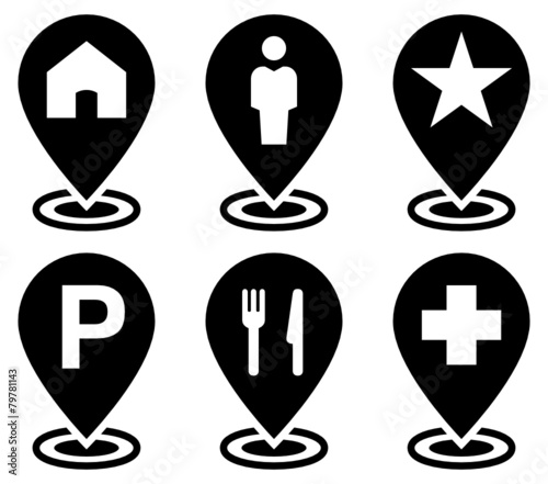 Objects on map icons set